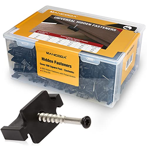 ManCoda Hidden Fasteners for Composite Decking Board, Composite Decking Clips & Plastic Hidden Fasteners with Screws, Universal Composite Deck Fasteners, 900 Per Box for 500 SQ.FT.