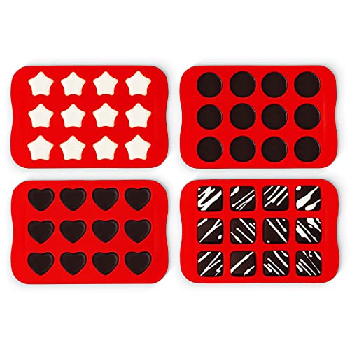 COLIBROX Candy and Chocolate Molds Silicone Shapes - 4Pcs Candy Molds Silicone Chocolate Mold Set - Universal Heart Chocolate Mold - Chocolate Candy Molds for Handmade Mousse Candy Muffin Brownie Cake