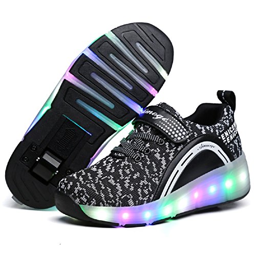 Nsasy Roller Shoes Girls Boys Wheels Sneakers Led Light up Sport Shoes Roller Skates Best Gift