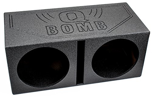 Q Power Q Bomb Series 15 Inch Ported Car Subwoofer Sub Box Enclosure with Dual Vented Chamber Design and Black Bed Rhino Liner Spray Finish, Black