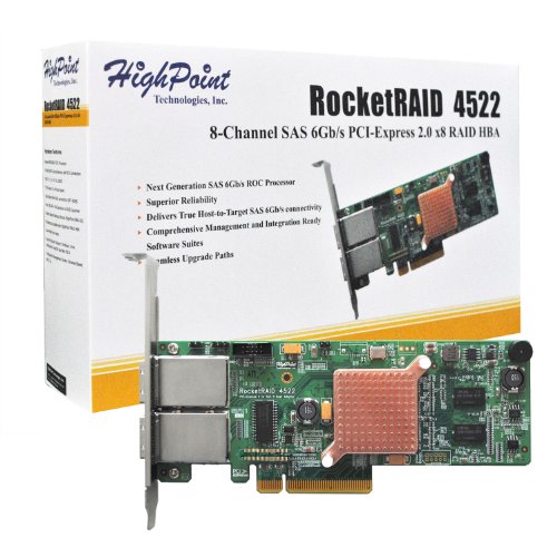 HighPoint RocketRAID 4522 8-Port External SAS 6Gb/s PCIe 2.0 x8 Hardware RAID HBA (SAS Tape / RAID Support)