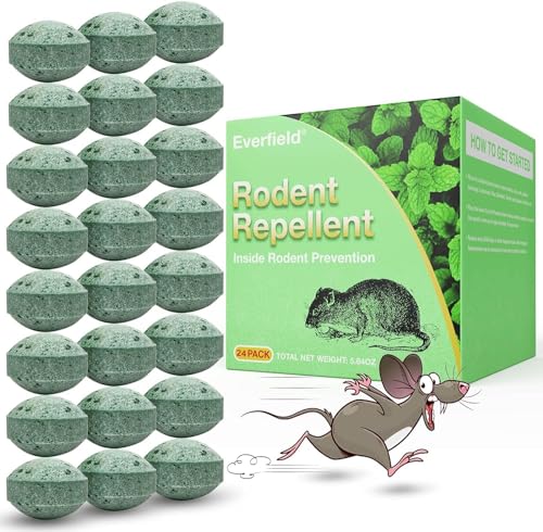 Mice Rodent Repellent, 24Pcs Peppermint Oil Moth Balls for Rats Mouse Deterrent, Safe for Humans & Pets, Pouches for Roaches, Pest Pouches for Roaches, Ant, Bugs, Spider
