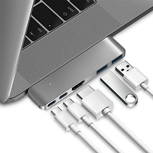 Purgo Mini USB C Hub Adapter Dongle for MacBook Air 2023-2018 and MacBook Pro 13 M2 2022-2016, MacBook Air USB Adapter with 4K HDMI, 100W PD, 40Gbps TB3 5K@60Hz, USB-C and 2 USB 3.0