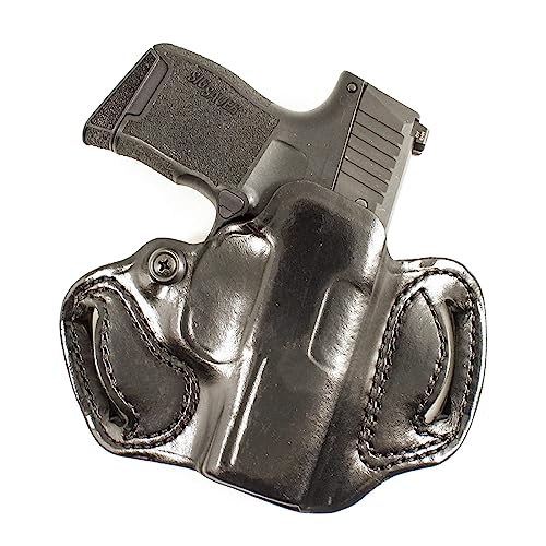 DeSantis Mini Slide Gun Holster, Fits SIG SAUER P365, P365 XL Romeo Zero, P365 XL, P365 SAS, Built from Leather, Pistol Holster with an Adjustable Tension Device, Black, Right Fitment