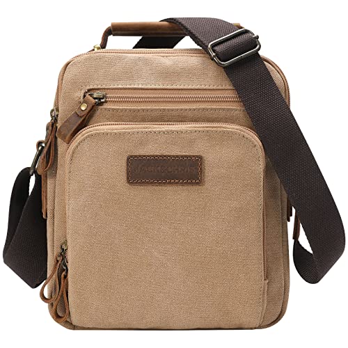 Jack&Chris Canvas Messenger Bag for Men, Man Purse Crossbody Bags for Work Business,JC5207-CANVAS-Brown