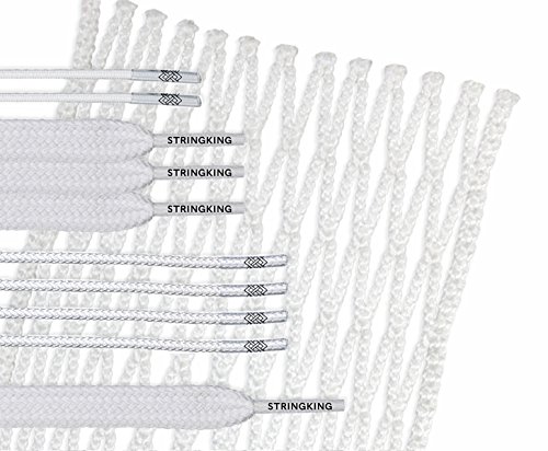 StringKing Grizzly 1s Semi-Soft Goalie Lacrosse Mesh Kit with Mesh and Strings (White)