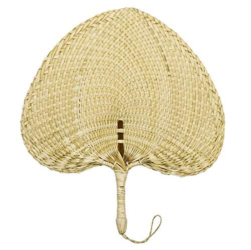 AUEAR, Natural Raffia Hand Fans Handmade Handheld Weaving Fan Wedding Palm Leaf Hand Fan for Summer Cooling Farmhouse Wall Party Home Decoration (Chinese Style A)