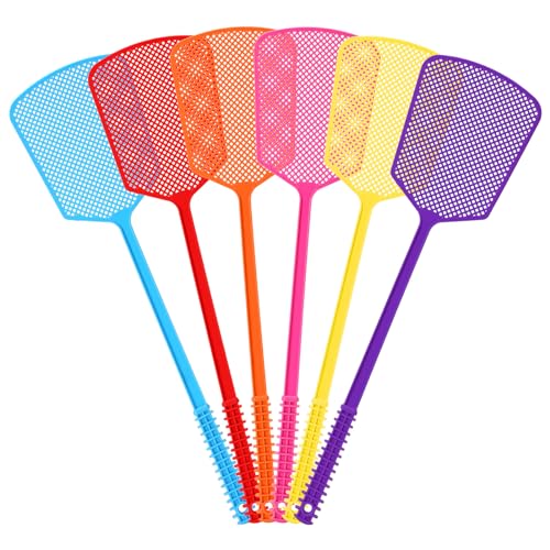 Fly Swatter,Plastic Flyswatters Multi-Pack,6 Bulk Vibrant Colorful Fly Killer,Long Handle Bug Swatter for Indoor and Outdoor.