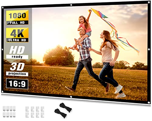 Taotique 4K Movie Projector Screen, 16:9 HD Foldable and Portable Anti-Crease Indoor Outdoor Projection Double Sided 84 inch Video Projector Screen for Home, Party, Office, Classroom