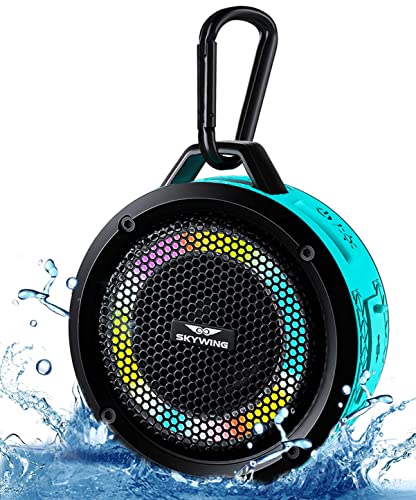SKYWING Soundace S6 IPX7 Waterproof Shower Speaker 5W Bass+ Bluetooth Speaker with Suction Cup Hook Lanyard RGB Light, Premium Mini Portable Outdoor Wireless Speaker for Bike Pool Beach