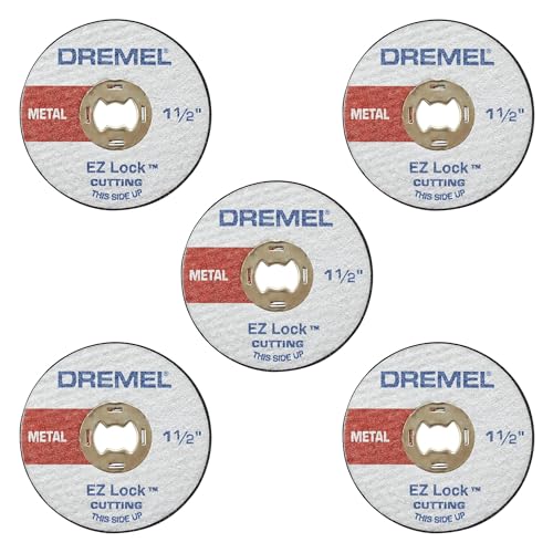 Dremel EZ456, 1 1/2-Inch (38.1 mm) Wheel Diameter, EZ - Lock Fiberglass Reinforced Cut-off Wheels, Rotary Tool Cutting Disc for metal cutting, 5 pieces, Medium , Red