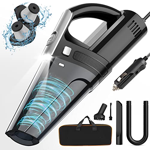 DRECELL Car Vacuum, Portable Vacuum Cleaner with Powerful 8000Pa Suction, DC 12V High Power 16.4Ft Cord Handheld Vacuum for Car, LED Light & Low Noise, Car Accessories for Men/Women