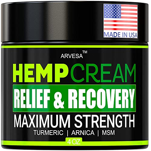 Natural Hemp Cream for Joints, Back, Neck, Elbows with Hemp + Turmeric + Arnica | Natural Hemp Oil Extract Gel - Made in The USA - 4 fl oz