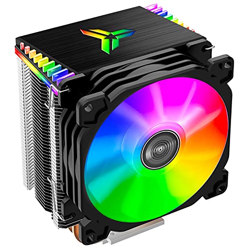 JONSBO CR1400 RGB CPU Air Cooler, 92mm PWM CPU Cooler with 4 Heat Pipes, Removable Computer PC Fans Easy to Install, Quiet Rainbow RGB Cooling Fan for Intel LGA 1700/1200/1151, AMD AM4 AM5, Black