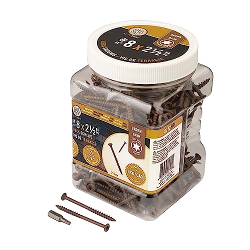 Nuvo Iron Deck Screws Jar # 8 x 2 1/2' - 250 Count, Brown