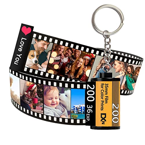 Personalized Custom Camera Film Roll Keychain with Colorful Photo Picture Reel Album, Personalized Photo Gifts