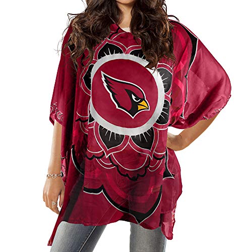 Littlearth womens NFL Arizona Cardinals Sheer Caftan with Flower Design, Team Color, One Size