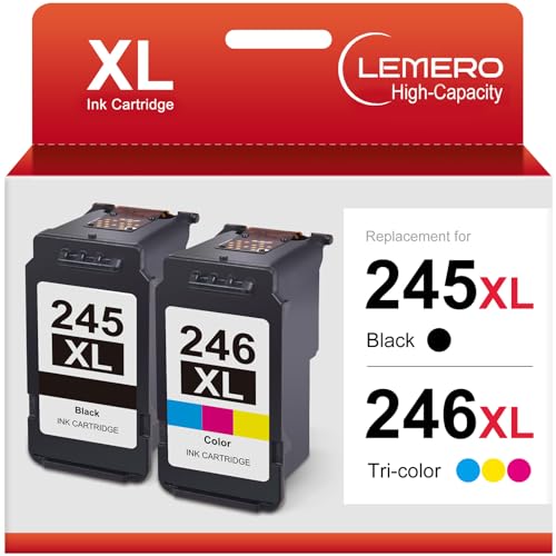 LEMERO 245XL Ink Cartridge PG-245 CL-246 Replacement for Canon Ink 245 and 246 Compatible for Canon 245XL 246XL Combo Pack for Canon Pixma MX490 MX492 MG2522 TR4522 TR4520 TS3122 TS3322 Printer