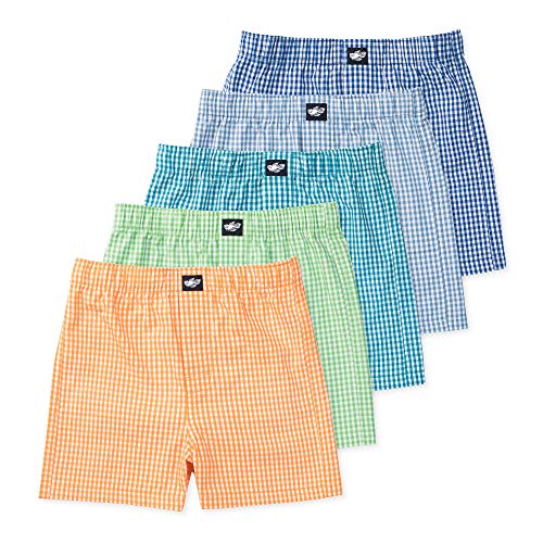 Lucky & Me | Ryan Boys Woven Boxers | 100% Cotton Children's Underwear (5-Pack) (Gingham, 9-10 Years)