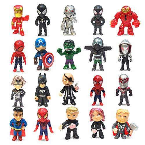 MAXTED 20 Pieces Superhero Mini Action Figures Sets Titan Hero Series Small Super Hero Toys Statues Birthday for Boys Party Gifts Cupcake Topper Figurines for Kids