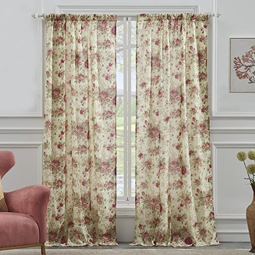 Greenland Home Antique Rose Curtain Panel Pair, 42 x 84 inches, Multi Color