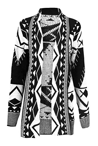 Forever Womens Aztec Tribal Leopard and Heart Print Knitted Boyfriend Cardigan