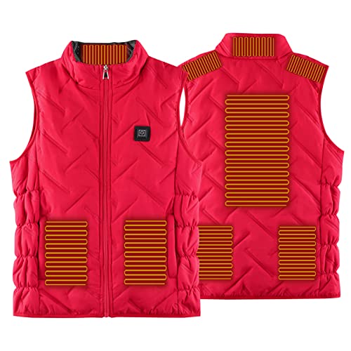 GREGG Men Heated Vest USB Electric Heated Lightweight Vest Comfy Warmth Winter Giftable Fishing Vest (Battery Not Include) (Red,X-Large)
