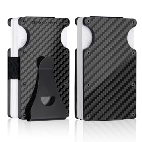 MONOCARBON Minimalist-Wallet, Real-Carbon-Fiber-Wallet-RFID-Blocking, Slim Credit Card Holder Wallet, Front Pocket Money Clip for Men EDC. (Carbon Fiber)