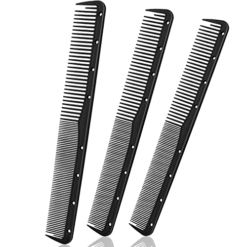 3 Pieces Carbon Fine Cutting Comb Carbon Fiber Salon Hairdressing Comb Hairdressing Comb Heat Resistant Barber Comb (Black)
