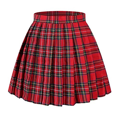 Beautiful Fashionlife Girl`s Scottish tartan high Waist short Sex Skirts Costumes (M,Red Green Yellow)