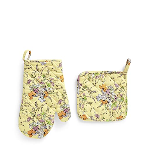 Vera Bradley Women's Cotton Pot Holder & Oven Mitt Set, Sunlit Garden, One Size