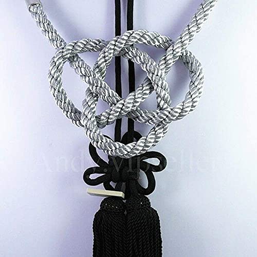 LOOPIG Handmade Car Mirror Hanging Accessories Decor Chinese Knot Gray Kin Rope Rearview Mirror VIP Charms