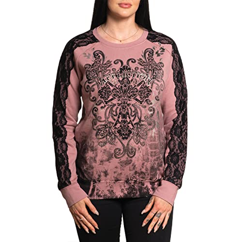 Affliction Women's Diamondhead Long Sleeve Panel Fleece Mauve