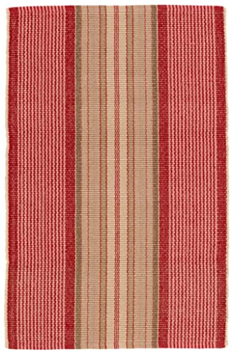Dash and Albert Framboise Handwoven Cotton Rug, 2 X 3 Feet, Red Stripe Pattern