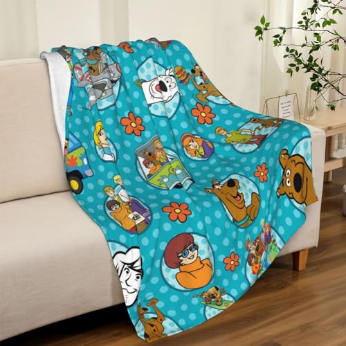 Cute Blue Blanket Cartoon Dog Throw Blanket for Kids Adult Gifts Flannel Plush Ultra-Soft Lightweight Warm Bedroom Living Room Couch Office 50'x40'