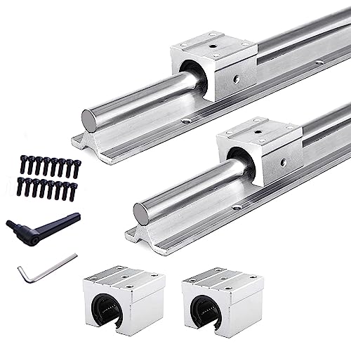 Linear Rail Kits 2Pcs SBR20-2000mm(78.7 inch) Linear Rail with 4Pcs SBR20UU Bearing Linear Guide Slide Blocks for Fully Supported Linear Rail
