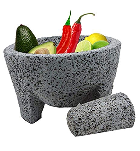 OUTASIGHT Molcajete authentic Handmade Mexican Mortar and Pestle 8.5'