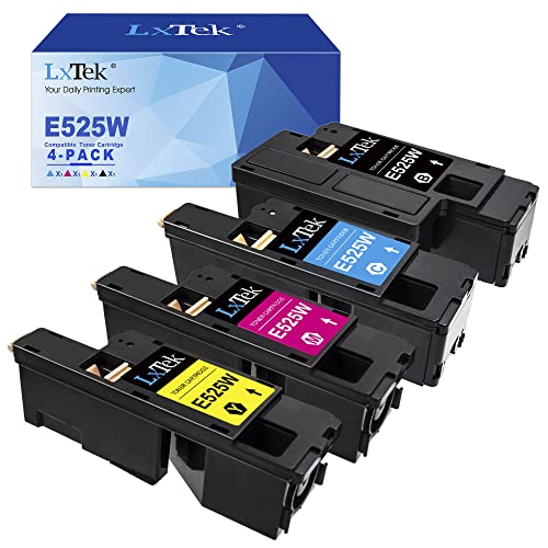 LxTek Remanufactured Toner Cartridge Replacement for Dell E525W E525 to use with E525W Color Laser Printer, 4 Pack (593-BBJX 593-BBJU 593-BBJV 593-BBJW)