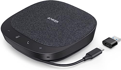 Anker PowerConf S330 USB Speakerphone, Conference Microphone for Home Office, Smart Voice Enhancement, Plug and Play, 360° Voice Coverage, Powerful Sound, Desktop PC Speaker, Online Meetings