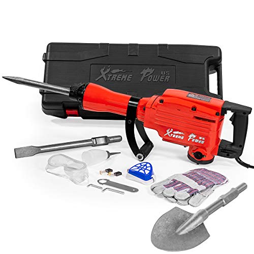 XtremepowerUS 2200W Electric Demolition Jack Hammer Heavy Duty Concrete Breaker Punch Drill Chisel & Shovel Bits w/Case