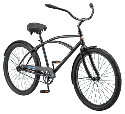Schwinn Huron Adult Beach Cruiser Bike for Men and Women, 26-Inch Wheels, 1-Speed, 17-Inch Steel Step-Over Frame, Coaster Brake, Black