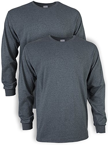 Gildan Men's Ultra Cotton Long Sleeve T-Shirt, Style G2400, Multipack, Dark Heather (2-Pack), Medium