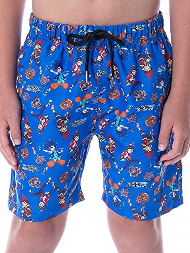 INTIMO Beyblade Burst Boys' Spinner Tops Character Allover Print Swim Trunks (10/12) Blue