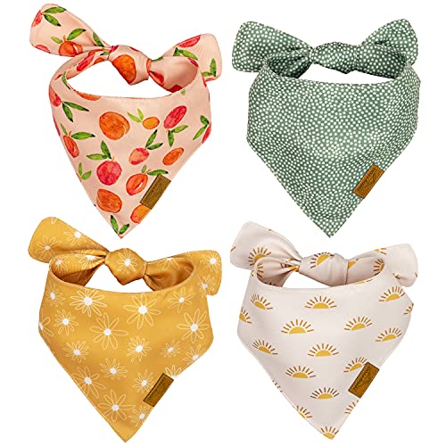 Remy+Roo Dog Bandanas - 4 Pack | Kathrine Set | Premium Durable Polyester Fabric | Custom Unique Shape | Adjustable Fit | Girl, Cooling, Puppy, Birthday | Small, Large, XL Sizes Offered (Small)