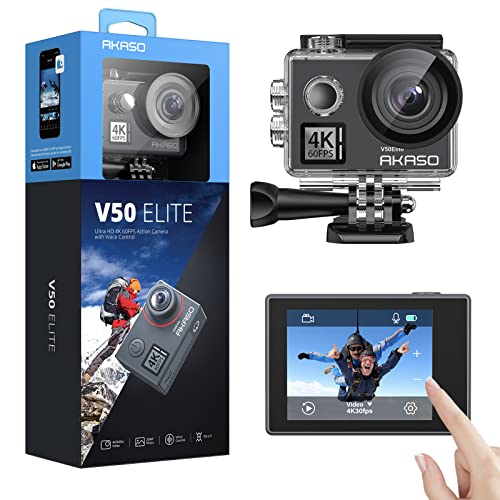 AKASO V50 Elite 4K60fps Touch Screen WiFi Action Camera Voice Control EIS 131 feet Waterproof Camera 8X Zoom Remote Control