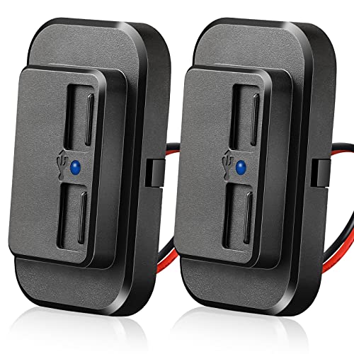 12V USB Outlet Automotive USB Port Panel Mount 12V USB Outlet Multi Port Switch Panel Car Outlet Socket Power Dual Port 12V 24V Quick Car Port for Cars Bus ATV RV Boat Truck, 3.1 A (2 Pieces)