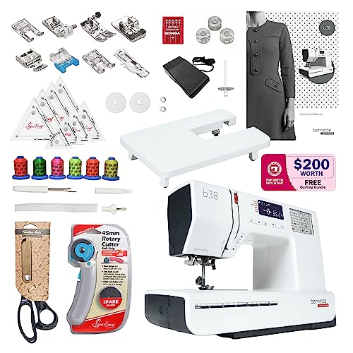 Bernette B38 Affordable Computerized Sewing Machine with $200 Quilting Bundle - Heavy-Duty Performance, Versatile for Experts and Beginners - Precision Craftsmanship for Creative Excellence