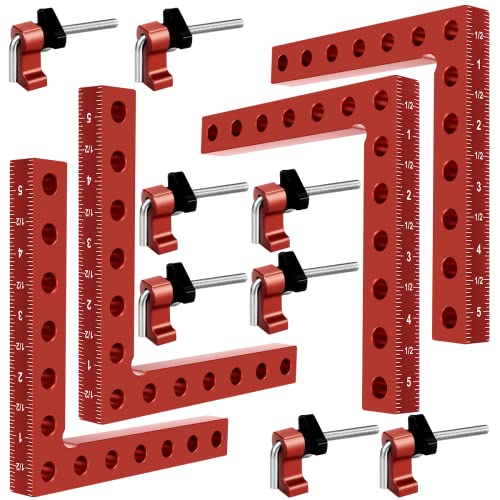 90 Degree Clamp, Cabinet Clamp, 5.5' x 5.5'(14 x 14cm) Aluminum Alloy Right Angle square Tool, Corner Clamps for Woodworking Tools, Right Angle Clamp, Drawers, Picture Frame (4pack)