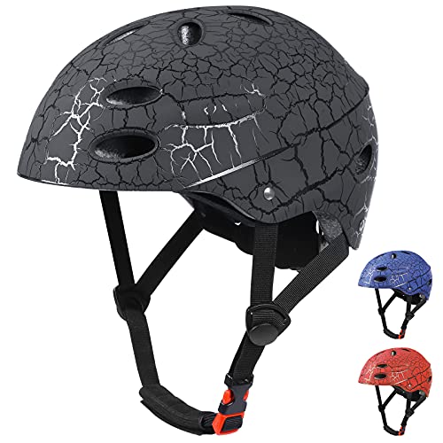 Skateboard Helmet Kids, Adjustable Skating Helmet,Breathable ABS Hard Shell Scooter Helmet for Multi-Sport Skateboarding Roller Skate BMX Boys Girls Ages 5-14 Children and Teens