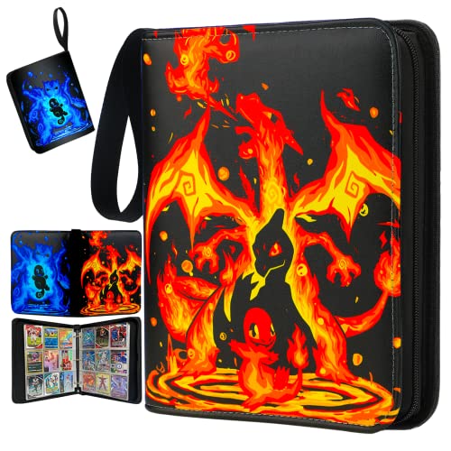 Card Binder Trading Cards Case with 50 Sleeves, 9-Pocket Card Book Holder Fits 900 Cards for TCG Game Cards Collection, Sports Trading Cards Collector Album Birthday Christmas Gift for Kids Boys Girls